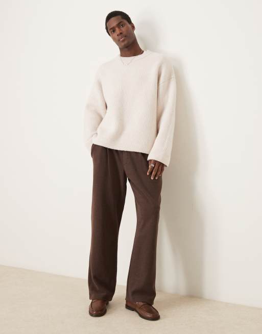 ASOS DESIGN – Bruna, borstade och ribbade mjukisbyxor med baggy passform och textur, 5 av 5