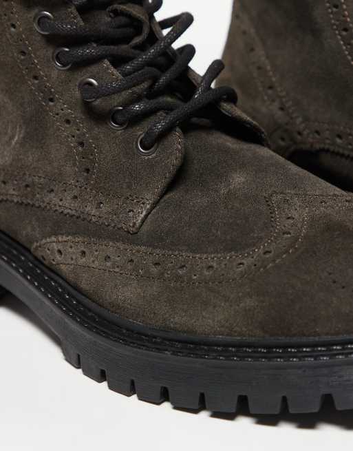 ASOS DESIGN – Bruna Brogue-boots i mocka med snörning, 2 av 3
