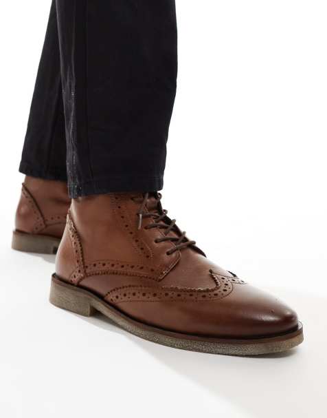 ASOS DESIGN – Bruna brogue-skor i läder med snörning - view 1