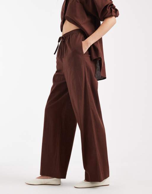 ASOS DESIGN – Bruna byxor i linnetyg, del av set, 4 av 5