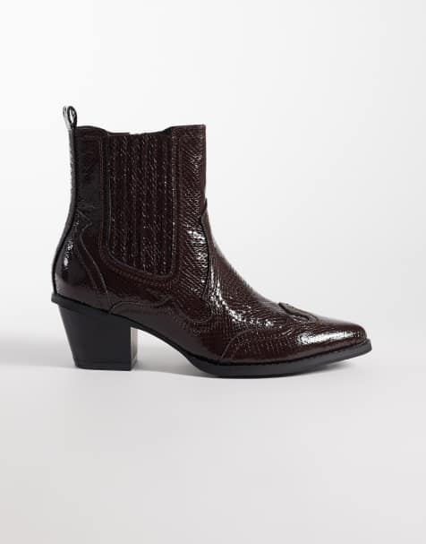 ASOS DESIGN – Bruna chelseaboots i cowboystil med kubansk klack - view 1