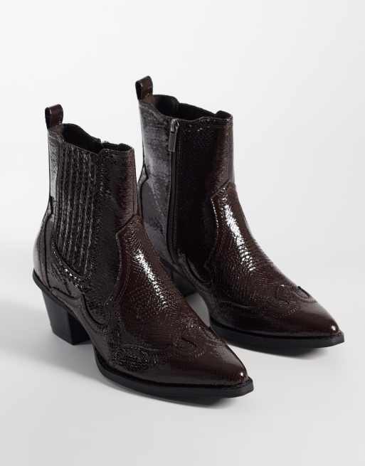 ASOS DESIGN – Bruna chelseaboots i cowboystil med kubansk klack, 2 av 4