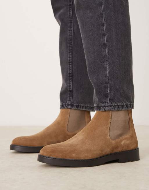 ASOS DESIGN – Bruna chelseaboots i mocka