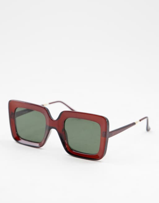 ASOS DESIGN – Bruna fasade solglasögon i 70-talsmodell - BROWN