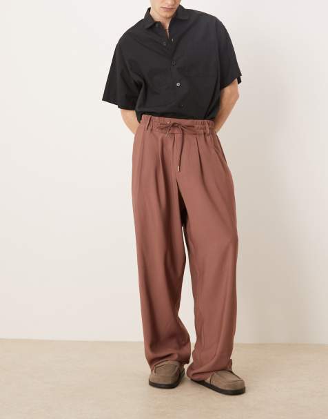 ASOS DESIGN – Bruna finbyxor med ledig passform och brett, elastiskt midjeband - view 1