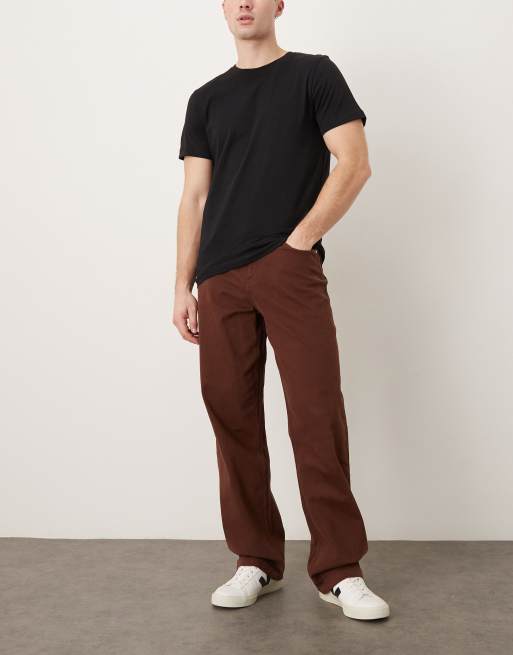 ASOS DESIGN – Bruna, fiskbensmönstrade byxor i baggy-stil, 2 av 5