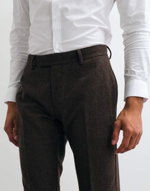 ASOS DESIGN – Bruna, fiskbensmönstrade kostymbyxor med smal passform, del av kostym, 2 av 5
