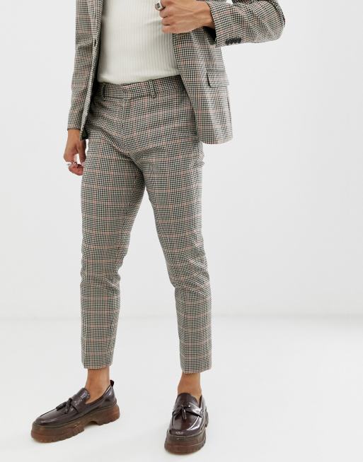 ASOS DESIGN – Brun ginghamrutig kostym med smal passform, 3 av 3