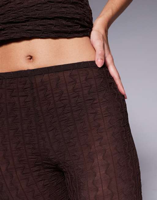 ASOS DESIGN – Bruna, halvskira byxor med textur och vida ben, del av set, 5 av 5