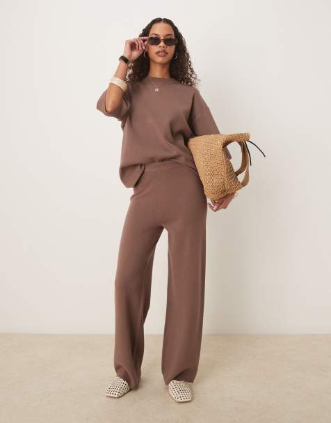 ASOS DESIGN – Bruna, kompakt stickade byxor, del av set - view 1
