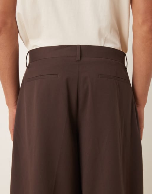 ASOS DESIGN – Bruna kostymbyxor med barrelben i flanell, del av kostym, 4 av 5