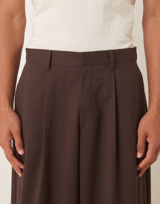 ASOS DESIGN – Bruna kostymbyxor med barrelben i flanell, del av kostym, 5 av 5