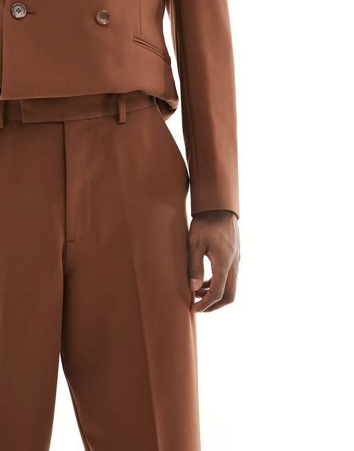 ASOS DESIGN – Bruna kostymbyxor med vida ben, 3 av 5