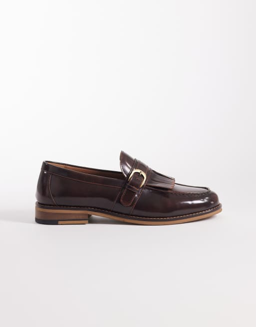 ASOS DESIGN – Bruna loafers i läder med fransar och spänne, 2 av 4