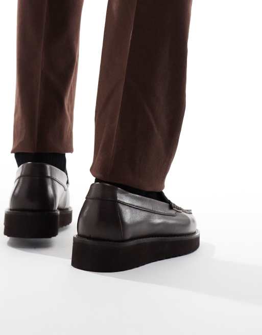 ASOS DESIGN – Bruna loafers i läder med fuskpälsdetalj, 4 av 4