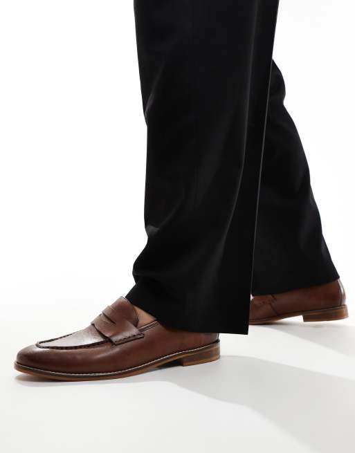 ASOS DESIGN – Bruna loafers i läder med sula i naturligt material, 3 av 4