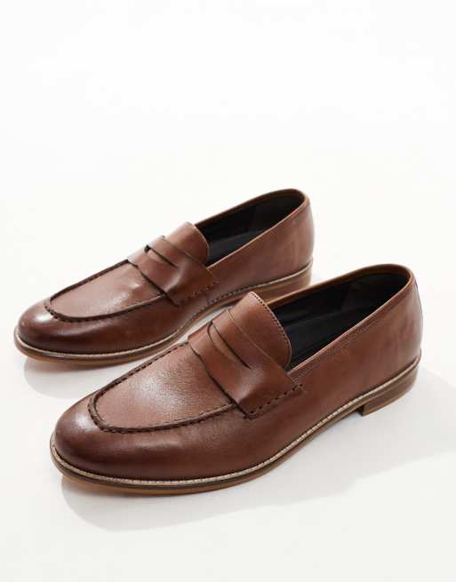 ASOS DESIGN – Bruna loafers i läder med sula i naturligt material, 4 av 4