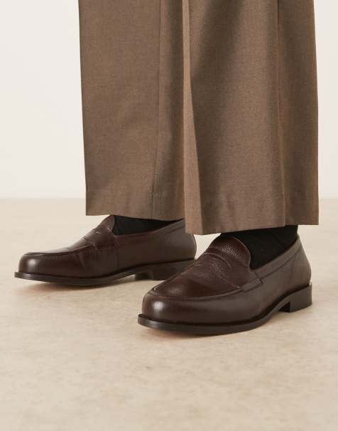 ASOS DESIGN – Bruna loafers i tumlat läder - view 1