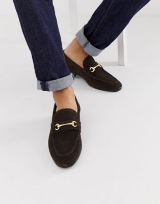 ASOS DESIGN – Bruna loafers med guldig detalj