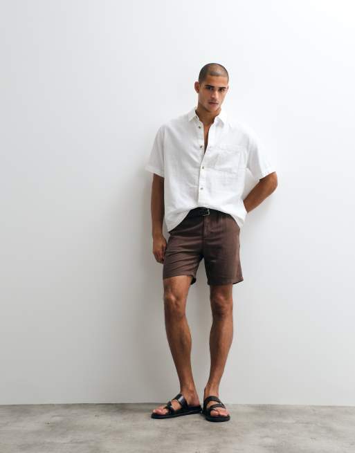ASOS DESIGN – Bruna, medellånga shorts i linnemix med smal passform, 2 av 5