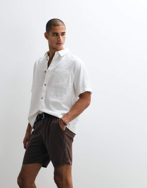 ASOS DESIGN – Bruna, medellånga shorts i linnemix med smal passform, 5 av 5