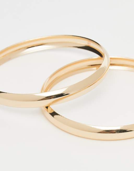 ASOS DESIGN – Bruna och guldfärgade, stela armband ombréfärgad harts och stål i 4-pack, 3 av 3