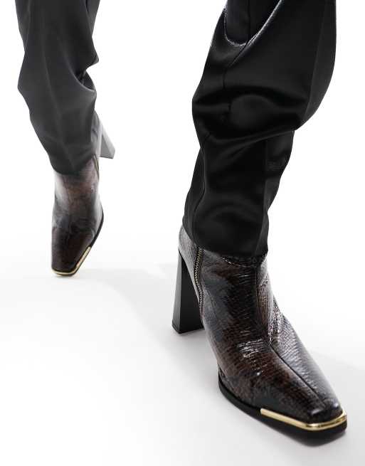 ASOS DESIGN – Bruna, ormskinnsmönstrade chelseaboots med klackar, 4 av 4