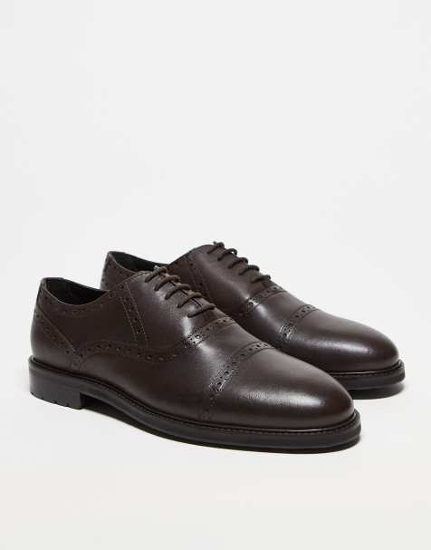 ASOS DESIGN – Bruna oxfordskor i läder med snörning och broguedetaljer - view 1