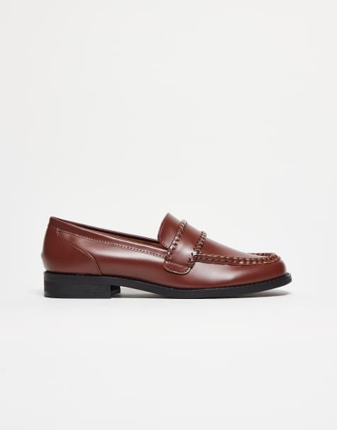 ASOS DESIGN – Bruna pennyloafers med vävd detalj - view 1