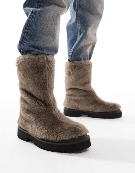 ASOS DESIGN – Bruna pull on-boots i fuskpäls - view 1