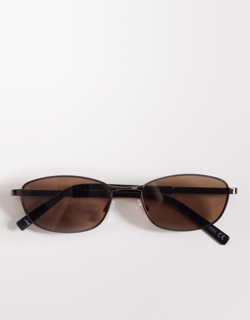 ASOS DESIGN – Bruna, rektangulära solglasögon i metall med bruna glas, 3 av 3