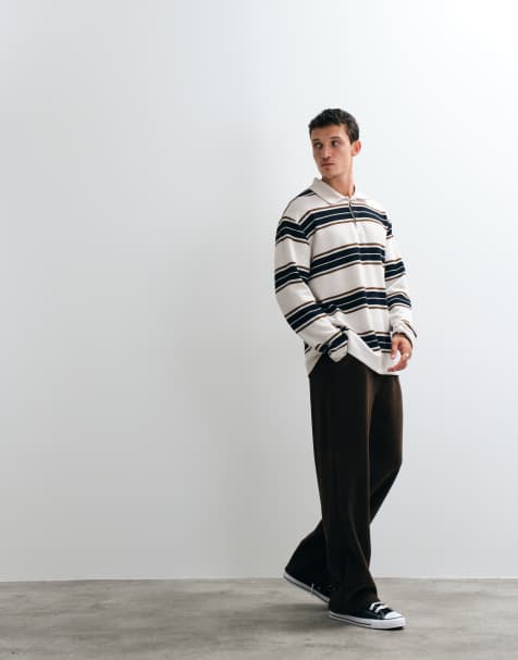 ASOS DESIGN – Bruna, ribbade mjukisbyxor med vida ben, del av set - view 1