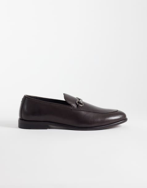 ASOS DESIGN – Bruna, smala loafers i läder med metalldetalj - view 1