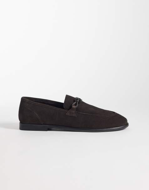 ASOS DESIGN – Bruna, smala loafers i mocka med knut och detalj - view 1
