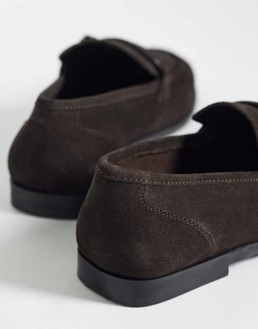ASOS DESIGN – Bruna, smala loafers i mocka med knut och detalj, 4 av 4