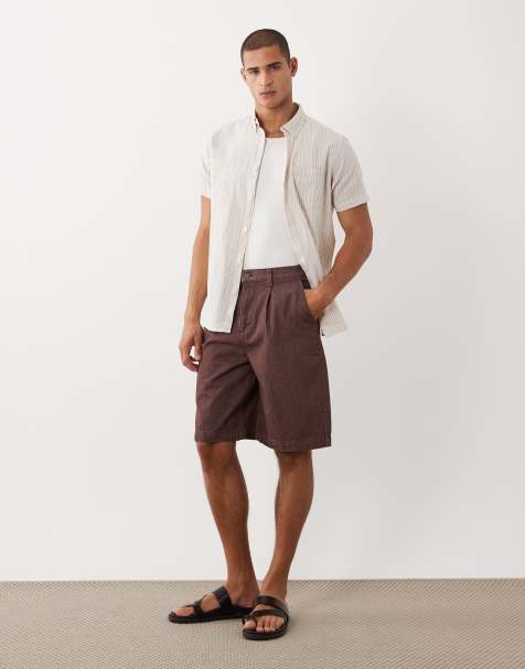 ASOS DESIGN – Bruna, tvättade, lediga jeansshorts i denim med veck - view 1