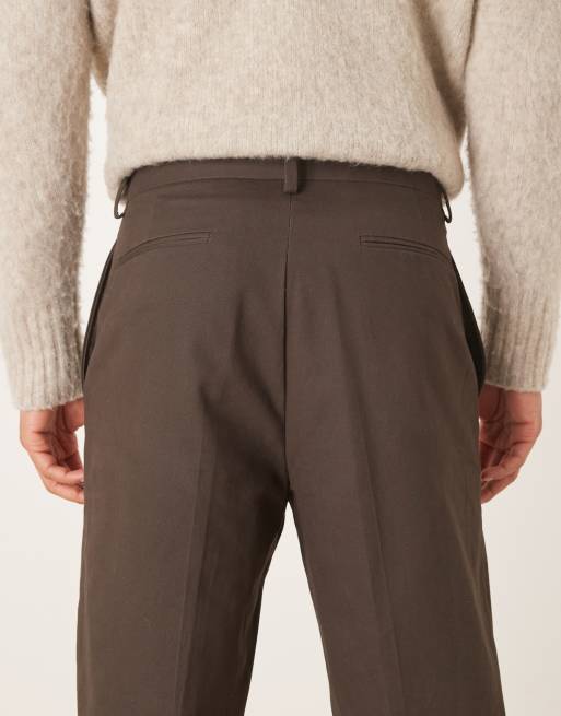 ASOS DESIGN - Brune afslappede tapered bukser i 100% bomuld, 4 af 5
