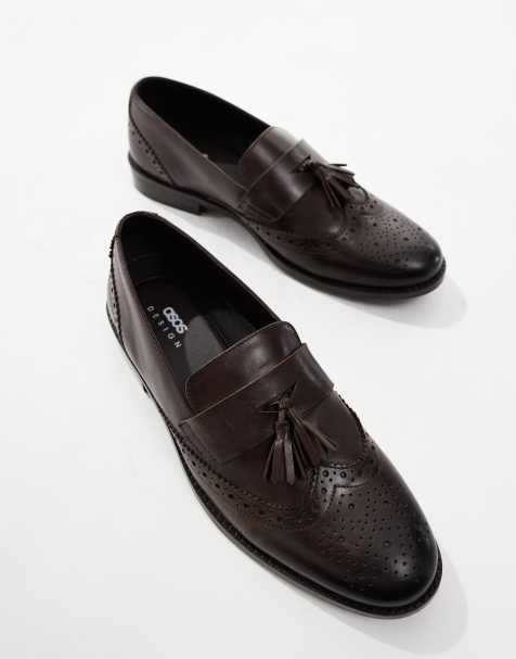 ASOS DESIGN - Brune brogue-loafers med kvast i læder - view 1