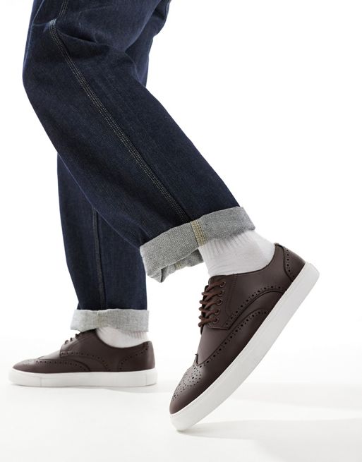 FhyzicsShops DESIGN - Brune brogue-sko med snørebånd i imiteret læder