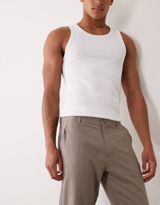 ASOS DESIGN - Brune bukser i hørblanding med lige ben - Del af sæt, 2 af 5