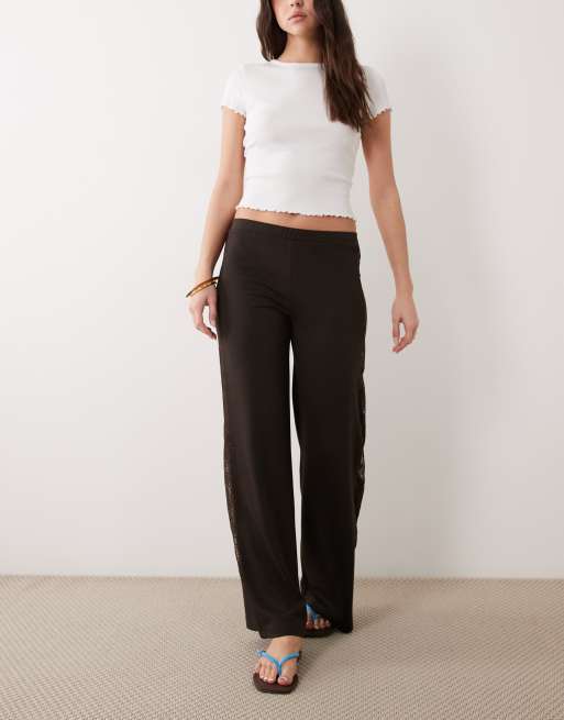 ASOS DESIGN - Brune bukser med vide ben og blondepaneler, 2 af 5