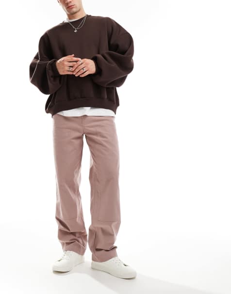 ASOS DESIGN - Brune chinos med tømrerdetaljer og poset pasform - view 1