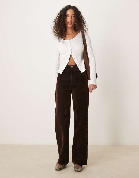 ASOS DESIGN - Brune dad-jeans i velouriseret denim - view 1