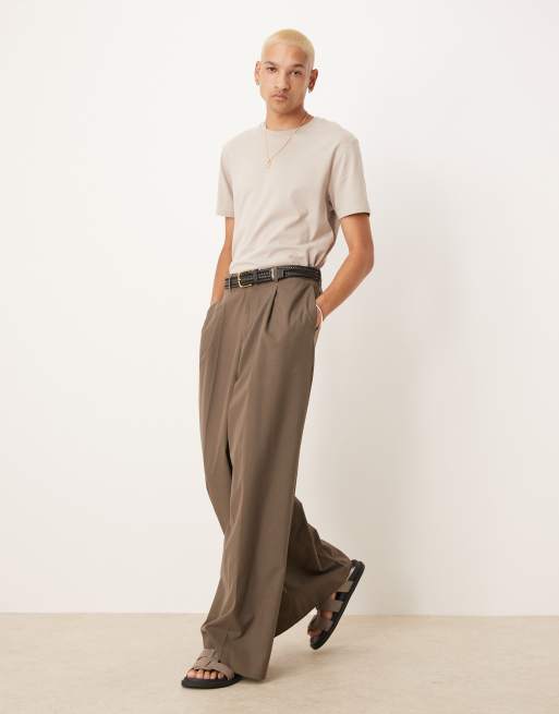 ASOS DESIGN - Brune elegante bukser med ekstra brede ben og plisseringer foran , 3 af 5