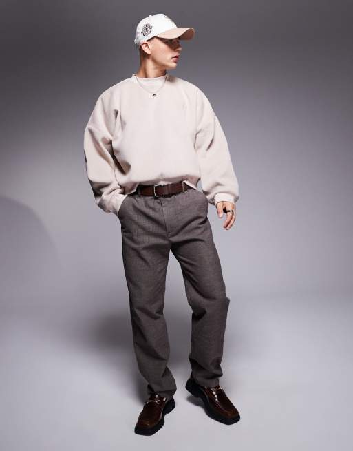 ASOS DESIGN - Brune elegante bukser med lige ben og pepitatern - Del af sæt, 4 af 5