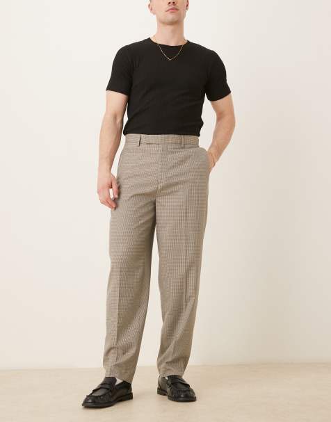 ASOS DESIGN - Brune, elegante og tapered bukser med oversized pasform og mikrotern - view 1