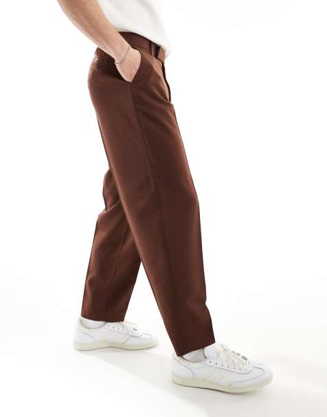 ASOS DESIGN - Brune elegante oversized bukser med indsnævrede ben - view 1