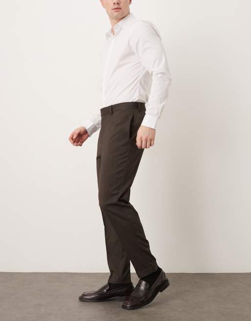 ASOS DESIGN - Brune elegante tapered bukser med striber i vævet stof, 3 af 5