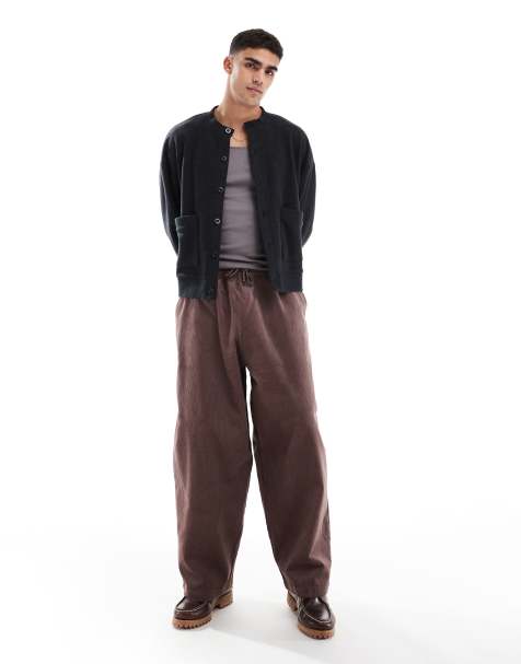 ASOS DESIGN - Brune faldskærmsbukser i jernbanefløjl - view 1