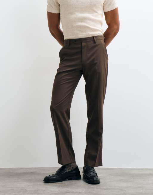ASOS DESIGN - Brune habitbukser med lige ben, 5 af 5